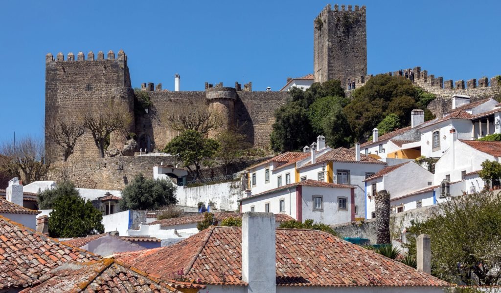 The medieval castle in the walled town of Obidos in the Oeste region of Portugal.